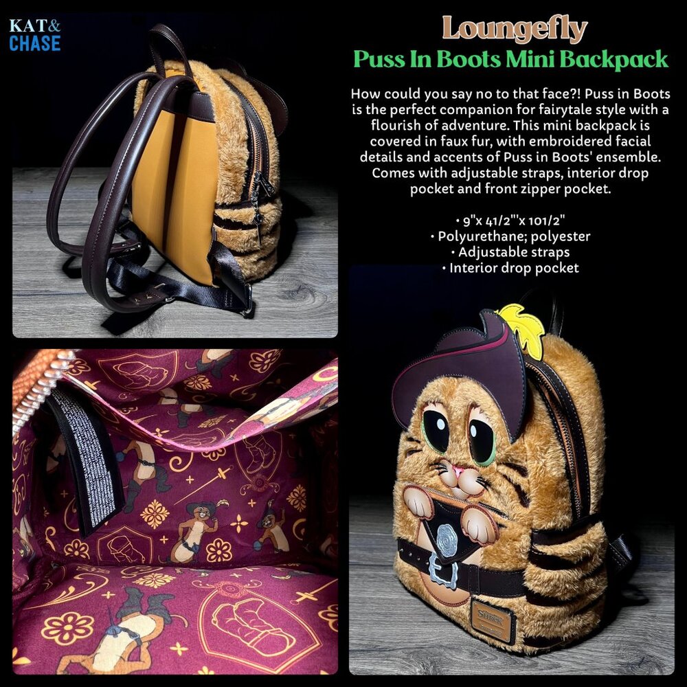 Loungefly Shrek Puss in Boots Cosplay Mini Backpack Cat Dreamworks Movie Tv - Picture 5 of 12
